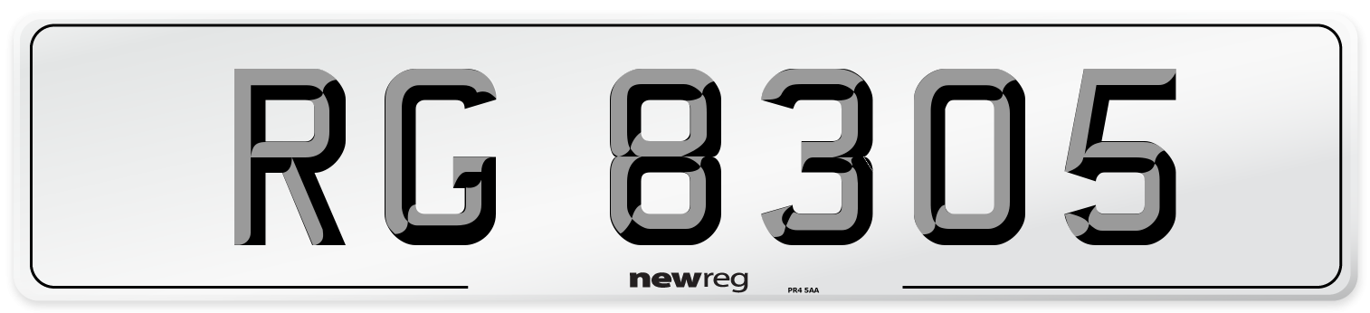 RG 8305 Number Plate from New Reg